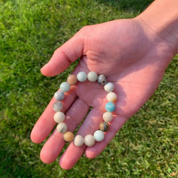 Amazonite Crystal Bracelet (10mm beads) - Picture 1 of 5